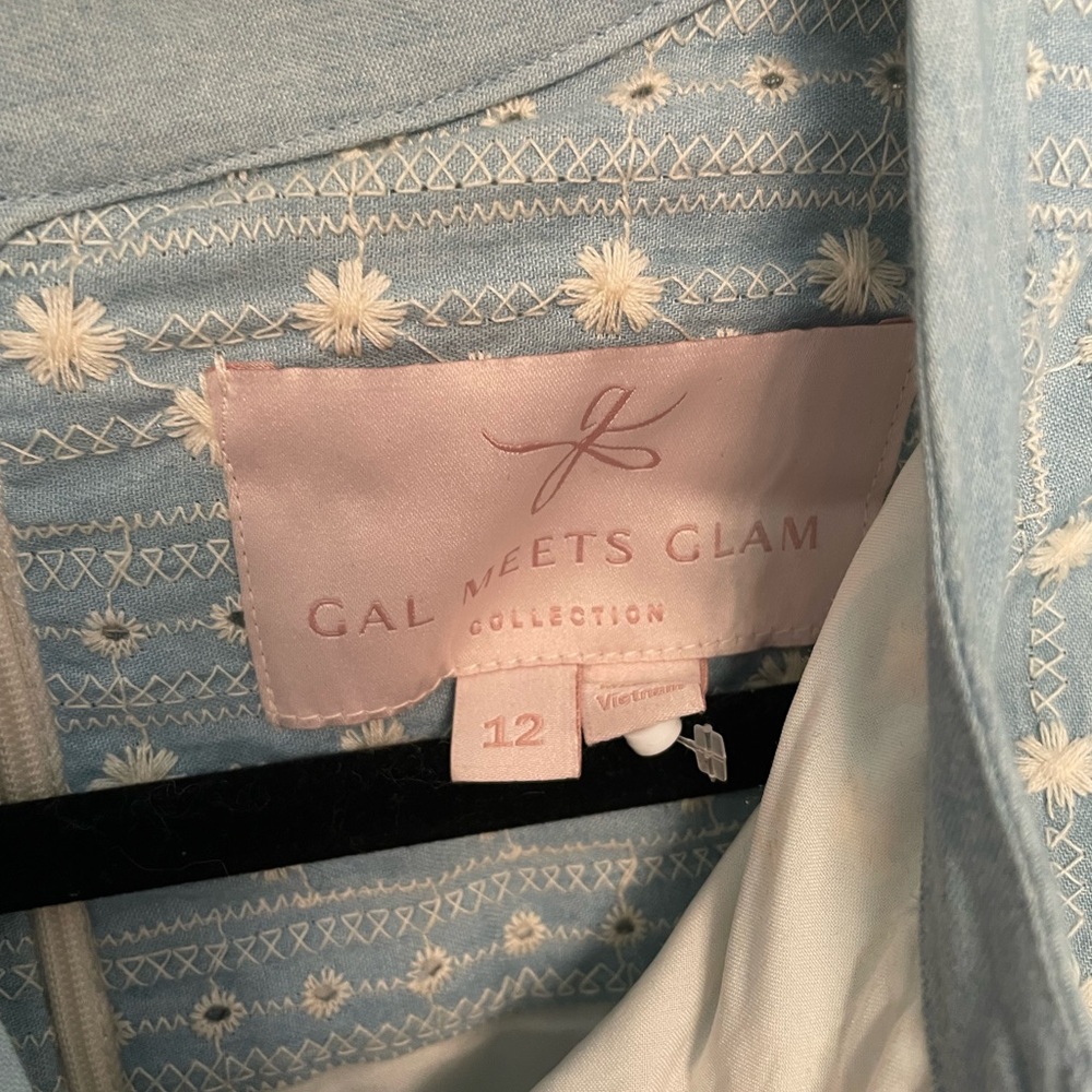 Gal Meets Glam Collection Blue Eyelet Dress Size 12 - Picture 2 of 2